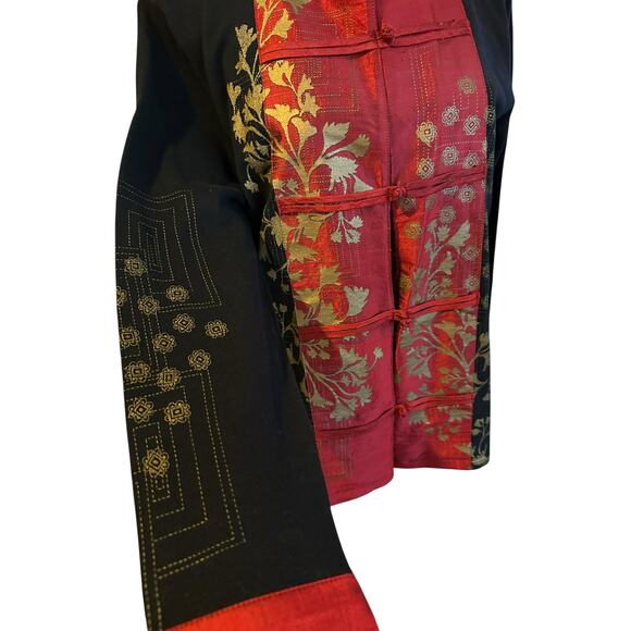 NWT Icelandic Design Embroidered Rare Asian Silk Blend Jacket Size L ArtToWear - Picture 2 of 6